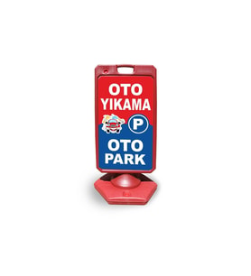 Oto  2'si bir arada  Reklam ve Yönlendirme Uyari Dubasi A Tabela Kırmızı