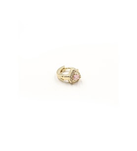 Kalp Model Pembe Zirkon Taşlı Halka Tragus Piercing - Gold Anti Alerjik
