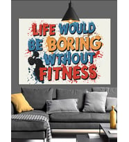 Fitness Hayatsız Slogan Yazı Dekoratif Kanvas - Mdf Ahşap Tablo