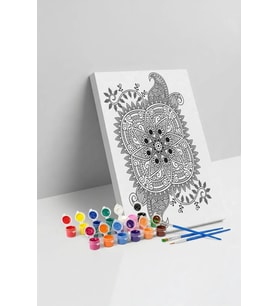 Kaplumbağa Desenli Mandala Tuval Boyama Seti 40x50 cm