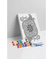 Kaplumbağa Desenli Mandala Tuval Boyama Seti 40x50 cm