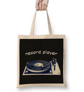 Retro Record Player Bez Çanta Uzun Saplı