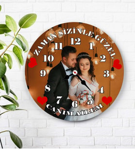 Fotoğraflı Zaman Sizinle Güzel Duvar Saati