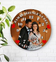 Fotoğraflı Zaman Sizinle Güzel Duvar Saati