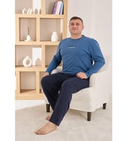 Pijamoni Erkek Battal Bisiklet Yaka Penye Uzun Kol Pijama Takımı 6700/7 - 1 Adet