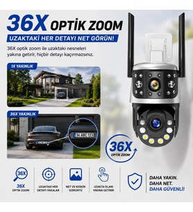 Uninet 36X Optik Zoom 6mp Çift Kameralı Wifi Ptz Güvenlik Kamerası – 355° Döner Başlıklı ve Gece Görüşlü İP Kamera