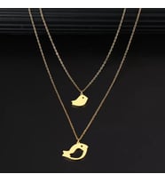 Kişiye Özel 925 Ayar Gümüş İkili Kuş Kolye (Gold)