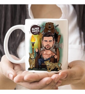 Kişiye Özel Karikatürlü Güçlü Erkek Kupa Bardak
