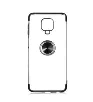 Redmi Note 9S / Redmi Note 9 Pro Kılıf Kenarları Renkli Yüzüklü Manyetik Silikon (Siyah)