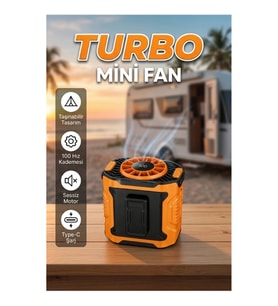 Dijital Hız Kontrollü Turbo Mini Fan – 100 Kademe, Type-C Şarj
