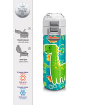 Coral High Kids Mavi Yeşil Dinozor Desenli Pipetli ve Direkt İçim Çelik Termos 500 ml 31798
