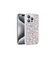 Apple iPhone 15 Pro Max Uyumlu Kılıf Parlak Taşlı Tasarım Zore Linea Diamond Kapak (Beyaz)