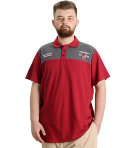 Mode XL Büyük Beden Erkek T-shirt Polo CHNGYRMD 23328 Bordo