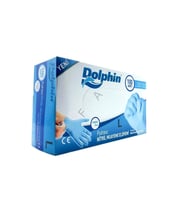 Dolphin Tek Kullanımlık Lateks Mavi Pudrasız Nitril Muayne Eldiveni Large Büyük Boy - 100'lü Paket