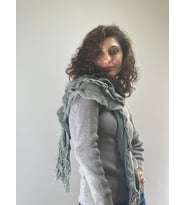 GRİ TRİKO FIRFIRLI KADIN FULAR ŞAL 200X25 CM