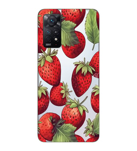 Redmi Note 12 Pro 4G Uyumlu Çilek Desenli Şeffaf Telefon Kılıfı