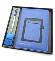 Signator® Codex  N350 Kişiye Özel Defterli Set - İsme Özel Mavi/Gold Kalem + İsme Özel Mavi Defter + İsme Özel Mavi Çakmak  İsme Özel Kutusunda Hediyelik Set (Karışık)