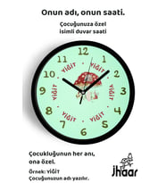 İsme Özel Sevimli Tavşanlar Çocuk Odası Duvar Saati Orta Boy 30 cm Siyah Camlı Sessiz