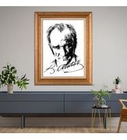 Altın Varaklı Paspartulu Çerçeveli Tablo rv695