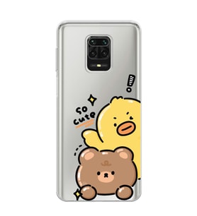 Redmi Note 9 Pro/Note 9S Uyumlu Sevimli Ördek ve Ayıcık Desenli Şeffaf Telefon Kılıfı