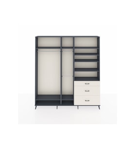 Arges Dolap 9 Raflı 3 Çekmeceli 3 Askılı 220x30x243 Antrasit-Antrasit/Aytaşı
