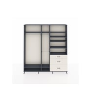 Arges Dolap 9 Raflı 3 Çekmeceli 3 Askılı 220x30x243 Antrasit-Antrasit/Aytaşı