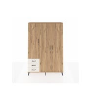 Arges Dolap 6 Raflı 3 Çekmeceli Tek Askılı 132x30x195 Çam-Çam/Aytaşı