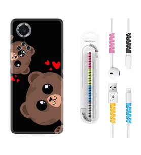 Huawei Nova Y70 Y90 Nova 9 SE  Kılıf Kablo Koruma Spiral Silikon Love Animals 1780