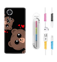 Huawei Nova Y70 Y90 Nova 9 SE  Kılıf Kablo Koruma Spiral Silikon Love Animals 1780