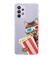 PrintiFy Samsung Galaxy A32 ile Uyumlu Kedi 1 Kamera Korumalı Şeffaf Kılıf