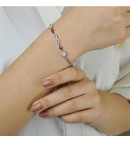 Minimal Papatya Uğur Böceği Sonsuzluk Tasarımlı Gümüş Bileklik