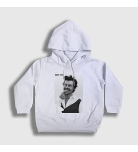 Presmono Unisex Çocuk Beyaz Poster Harry Styles Kapüşonlu Sweatshirt 318677tt