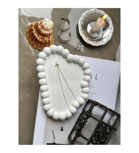 Bubble Bulut Görünümlü Taş Tozu Dekoratif Tabak 6’lı set (Beyaz)