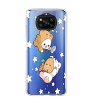 Poco X3 Pro / X3 NFC Uyumlu Yıldızlı Ayıcıklar Tasarımlı Şeffaf Telefon Kılıfı