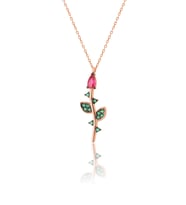 925 ayar Gümüş Renkli taşlı Rose kaplama Lale modeli kolye