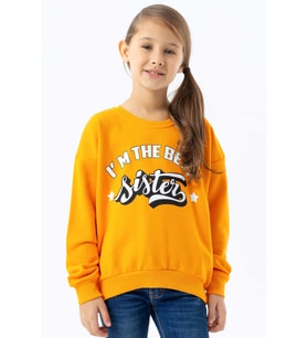 Breeze Kız Çocuk Sweatshirt Yazı Baskılı 9-14 Yaş, Turuncu