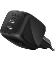 USB-C Şarj Cihazı 50 W, 2x USB-C Çift Bağlantı Noktalı GaN Şarj Cihazı, MacBook, iPhone 17, iPad Pro, Chromebook, Galaxy S25 Ultra, Pixel 10 vb. için, Seyahat için, Siyah