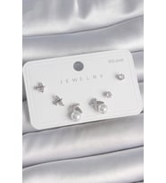 Pirinç Gümüş Renk Zirkon Taşlı Kelebek Model İnci Detay 925 Ayar Gümüş Çi - SSSSSS4246-7