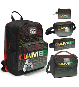 Coral High Beşli İlkokul/Ortaokul Çanta Seti - Siyah Gri Gamer - Erkek Çocuk (Çok Renkli)