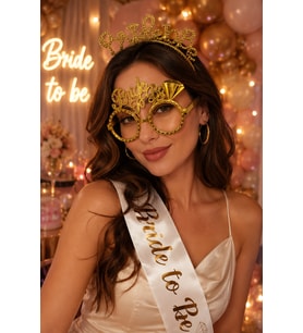Bride To Be Altın Parti Gözlüğü ve Taç Seti Bekarlığa Veda Parti Fotoğraf Aksesuarı