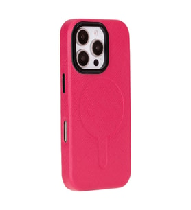 Apple iPhone 16 Pro Max uyumlu, Hakiki Deri, El Yapımı Kılıf, Pembe