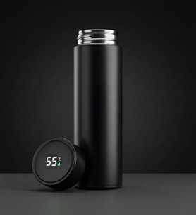 Dereceli Paslanmaz Çelik Termos Siyah Renk 450ml