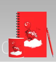 23 Nisan Tasarımlı Kişiye Özel Ahşap Defter Kalem & Kupa Hediye Seti