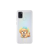 Samsung Galaxy A21S ile Uyumlu Splash Köpek Tasarımlı Şeffaf Silikon Kılıf