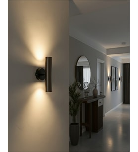 Mylights Kahverengi Başlık Siyah Gövde Gu10 Çift Yönlü Metal Duvar Aplik Ayna Tablo Yanı Yatak Başı Siyah