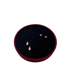 Silindir Model Süet Kumaş 20/20 cm Batırmalı Küpe-Piercing Tablası (Kırmızı)