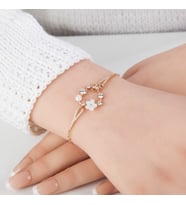Kalpli Rose Manolya Çiçeği Bileklik-925 Ayar Gümüş