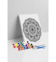 Oval Çiçek Mandala Tuval Boyama Seti 40x50 cm