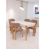 Paris Rodi Lak Panel Mutfak Masa Sandalye Takımı 80x130cm (Krem)