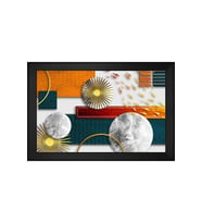 Soyut Şekiller Motifli Kanvas Tablo 50 x 70 cm Siyah Çerçeve